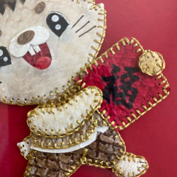 Chinese framed folk art handmade fish skin year of rabbit - Picture 4 of 7